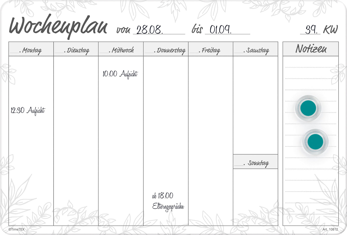 Wochenplan mit Magnete