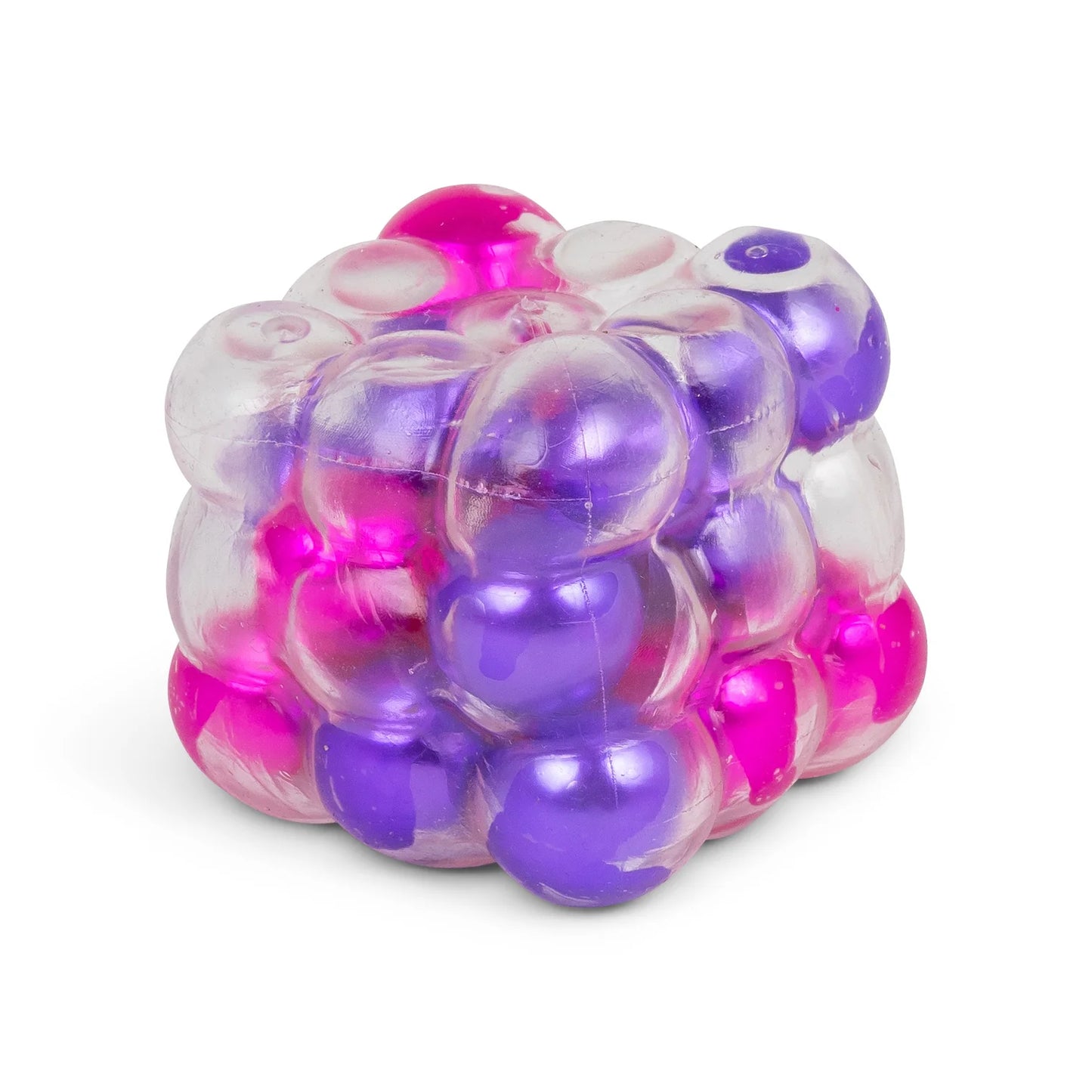 Würfel mit rosa-lila Perlen von der Seite