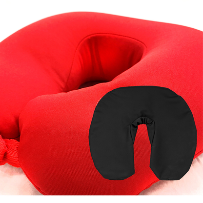rotes Massagekissen mit schwarzer Hülle