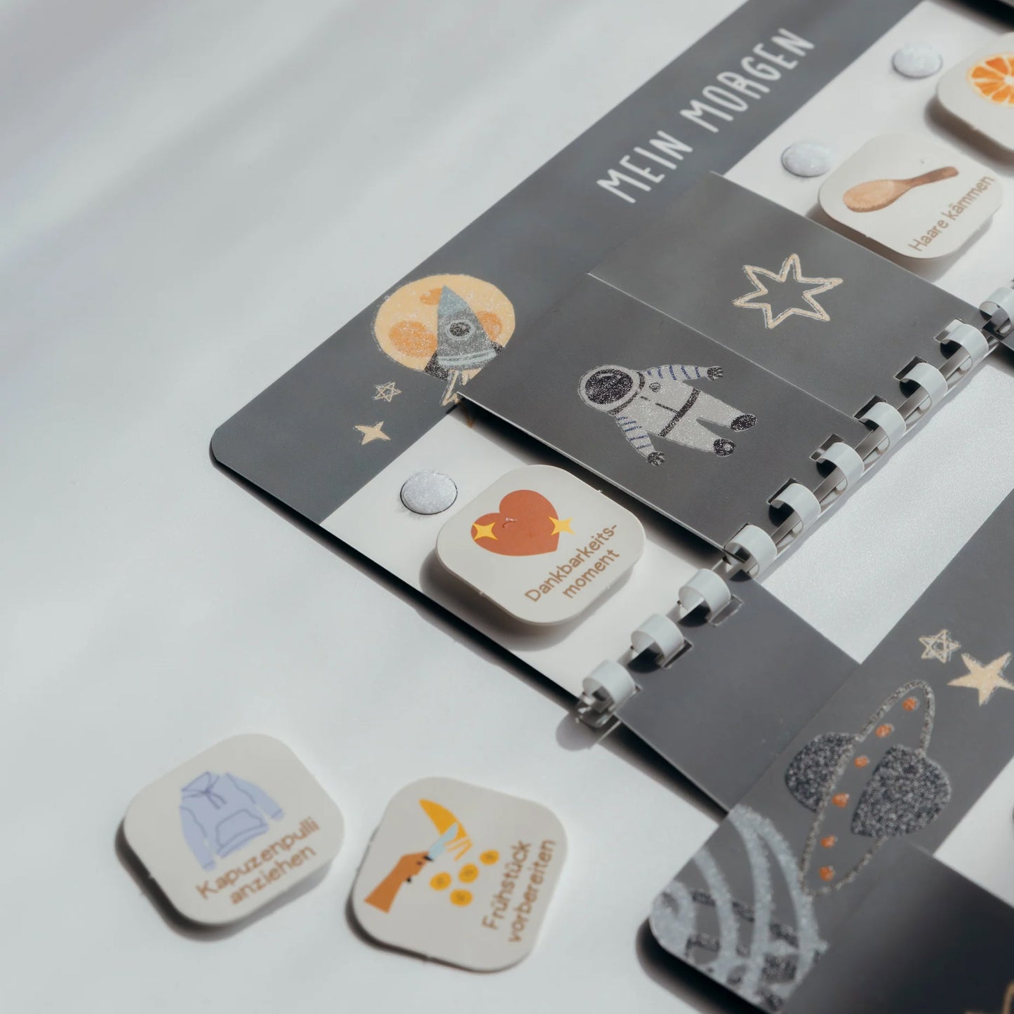 Nahaufnahme Klebeplättchen auf Plan