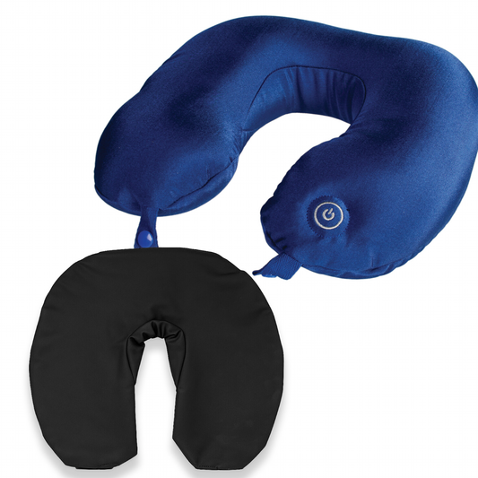 blaues Massagekissen mit schwarzer Hülle