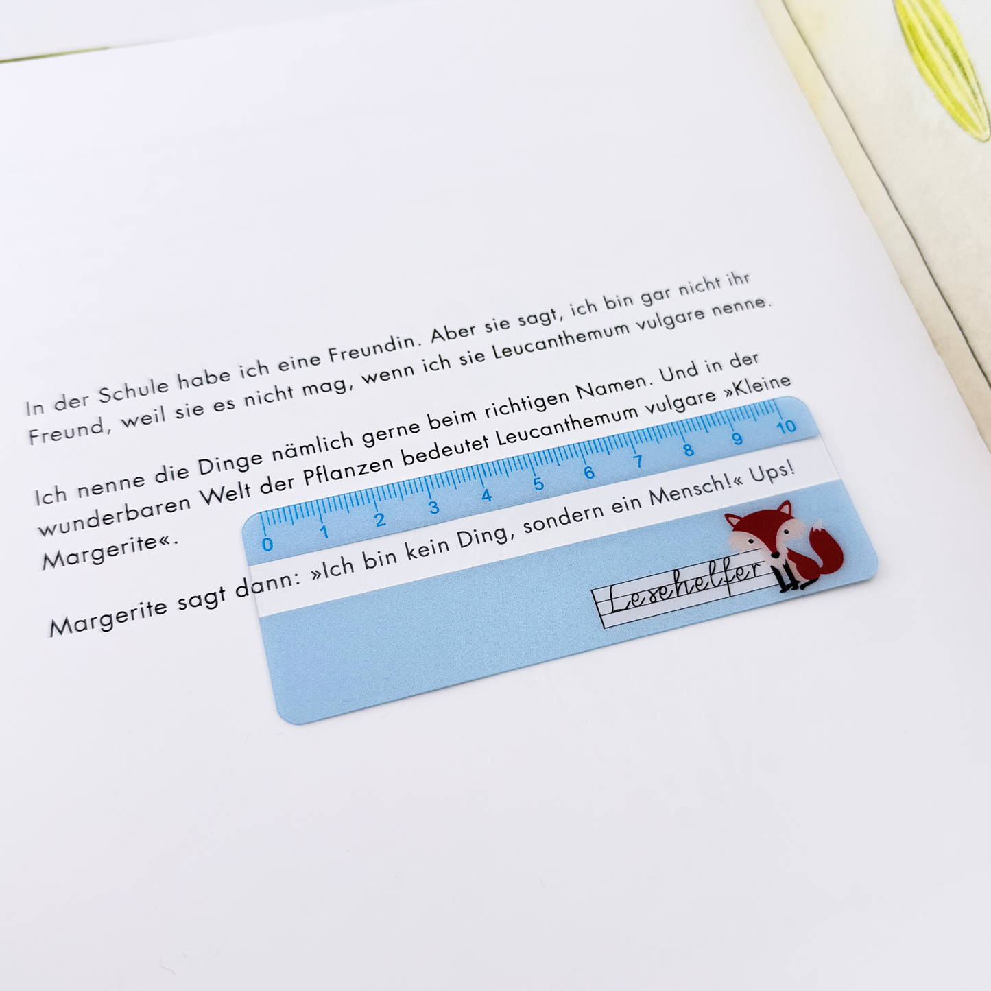 Lesehelfer auf Buch