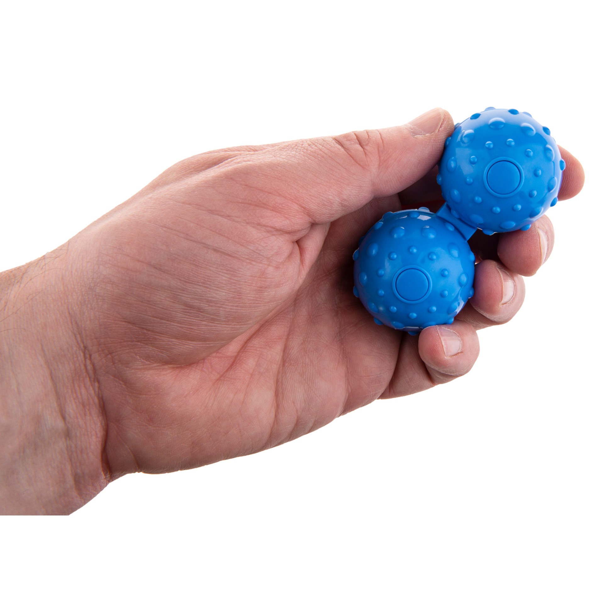 blauer Massageball in der Hand