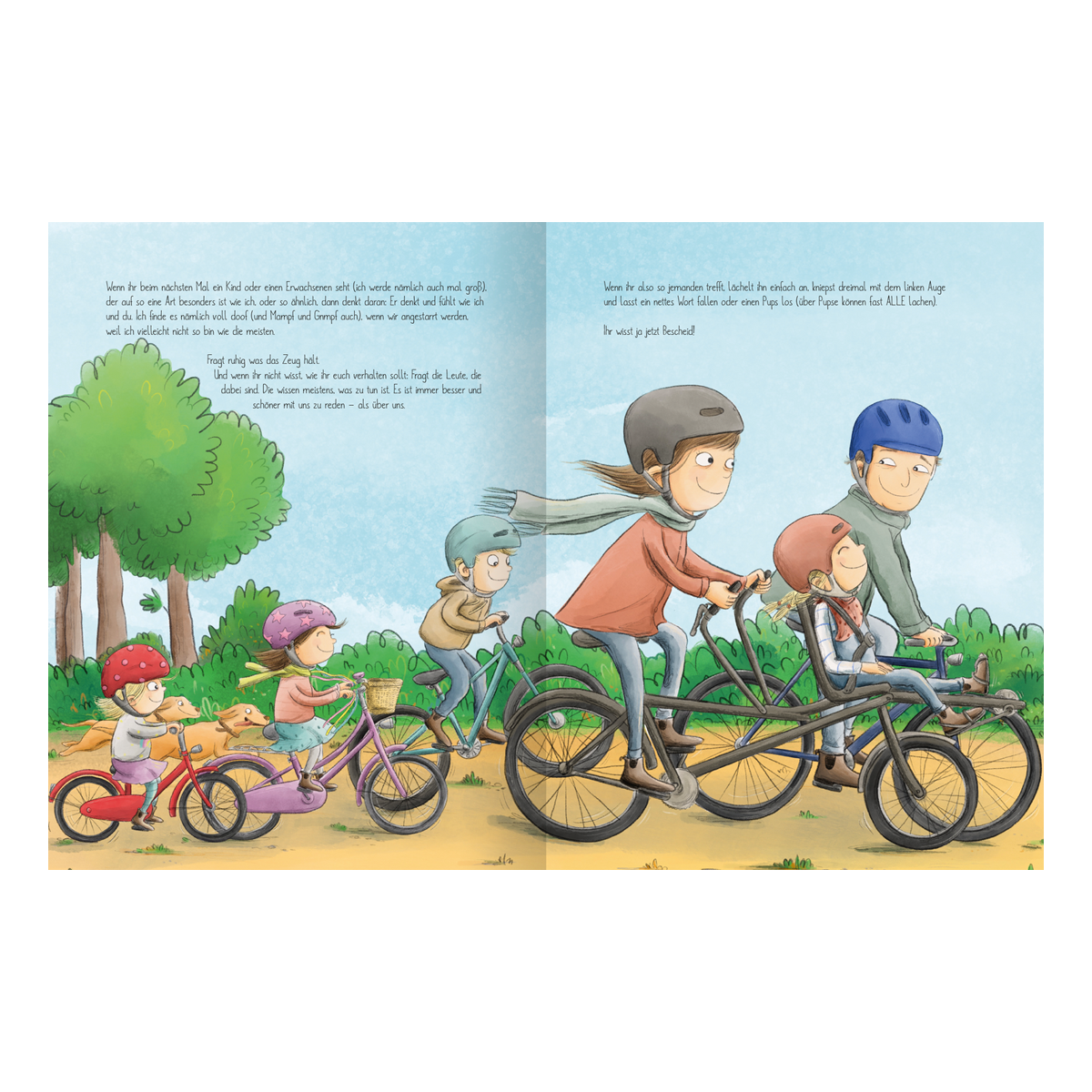 Buchinhalt Familie fährt Fahrrad