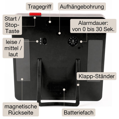 TimeTEX Timer „Countdown“ XL – 32×32 cm – Lautlos, klar & extra gut sichtbar