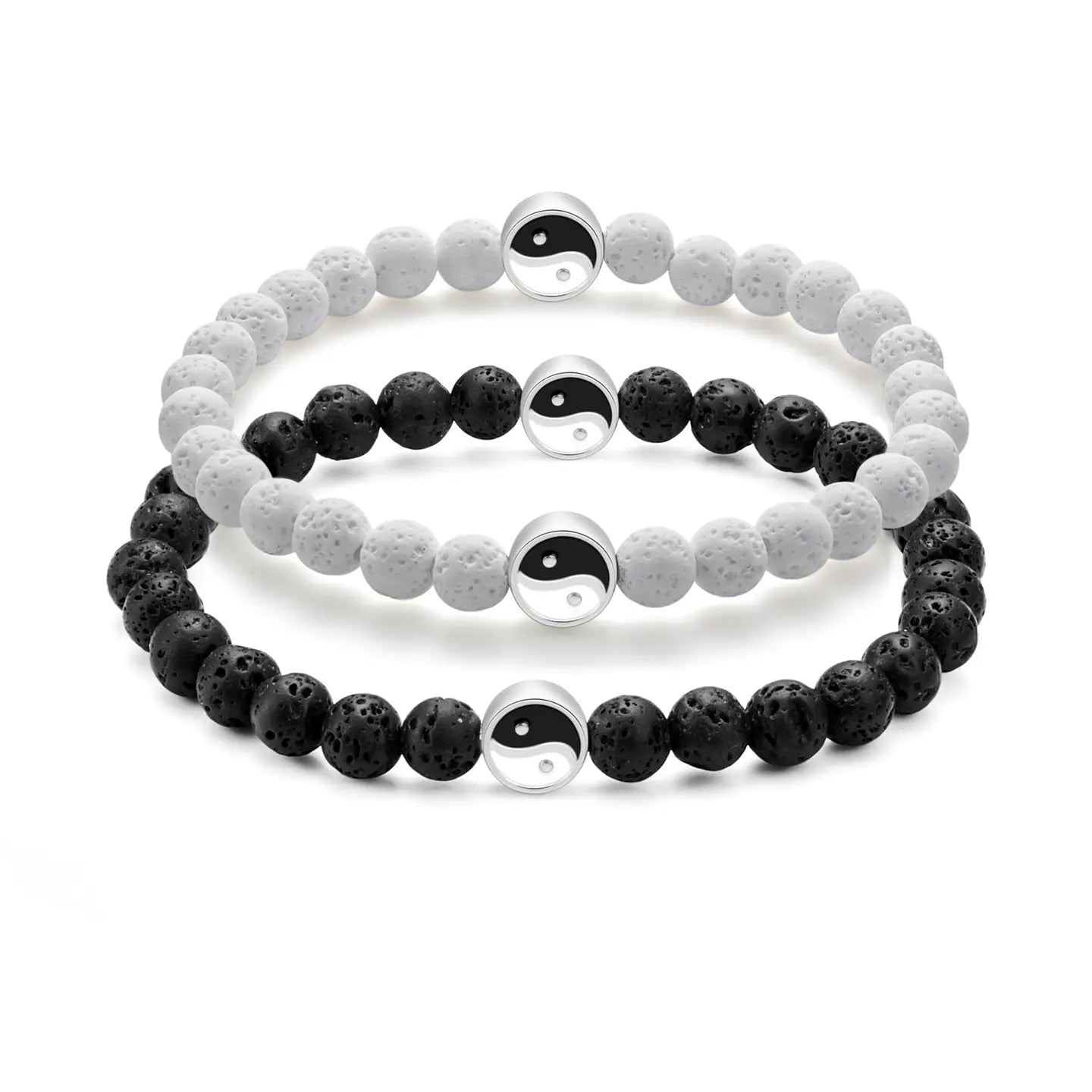 zwei armbänder weiß und schwarz
