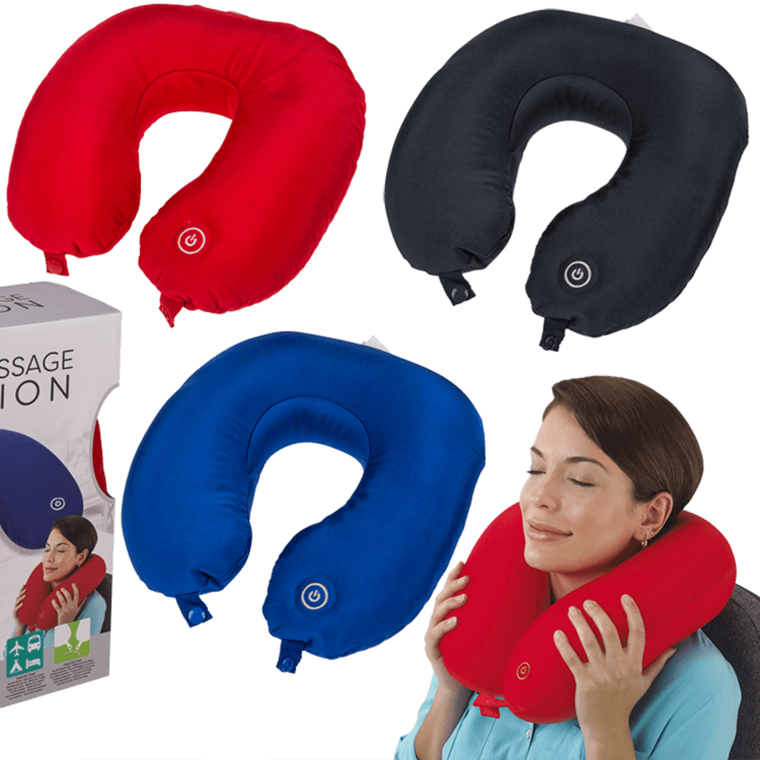 Nackenmassage in schwarz, rot, blau