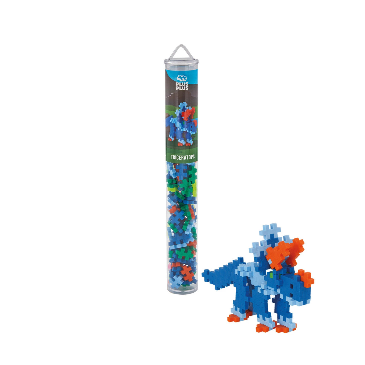 gebauter Dino, blau, mit Verpackung