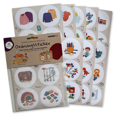 Ordnungsstickerbögen mit Verpackung