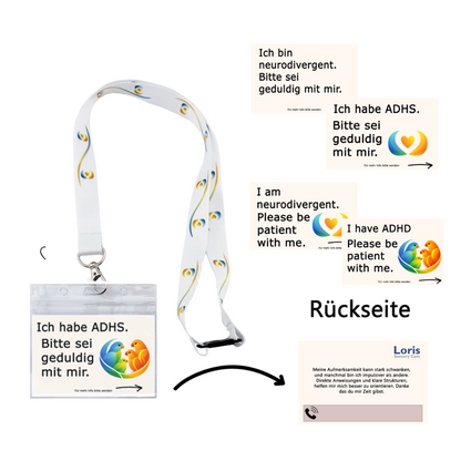 Schlüsselband mit ADHS Karten