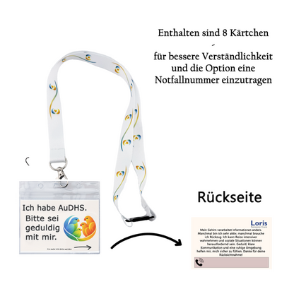Schlüsselband mit Text inklusiv 8 Karten