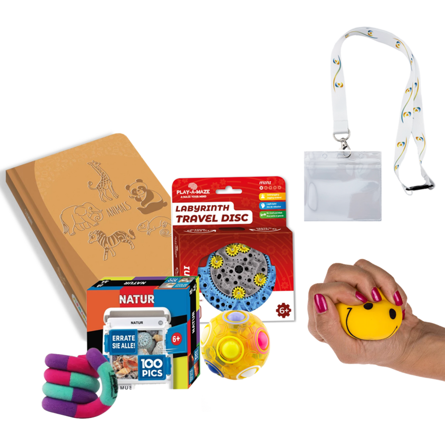 gelber Ball und lila Tangle