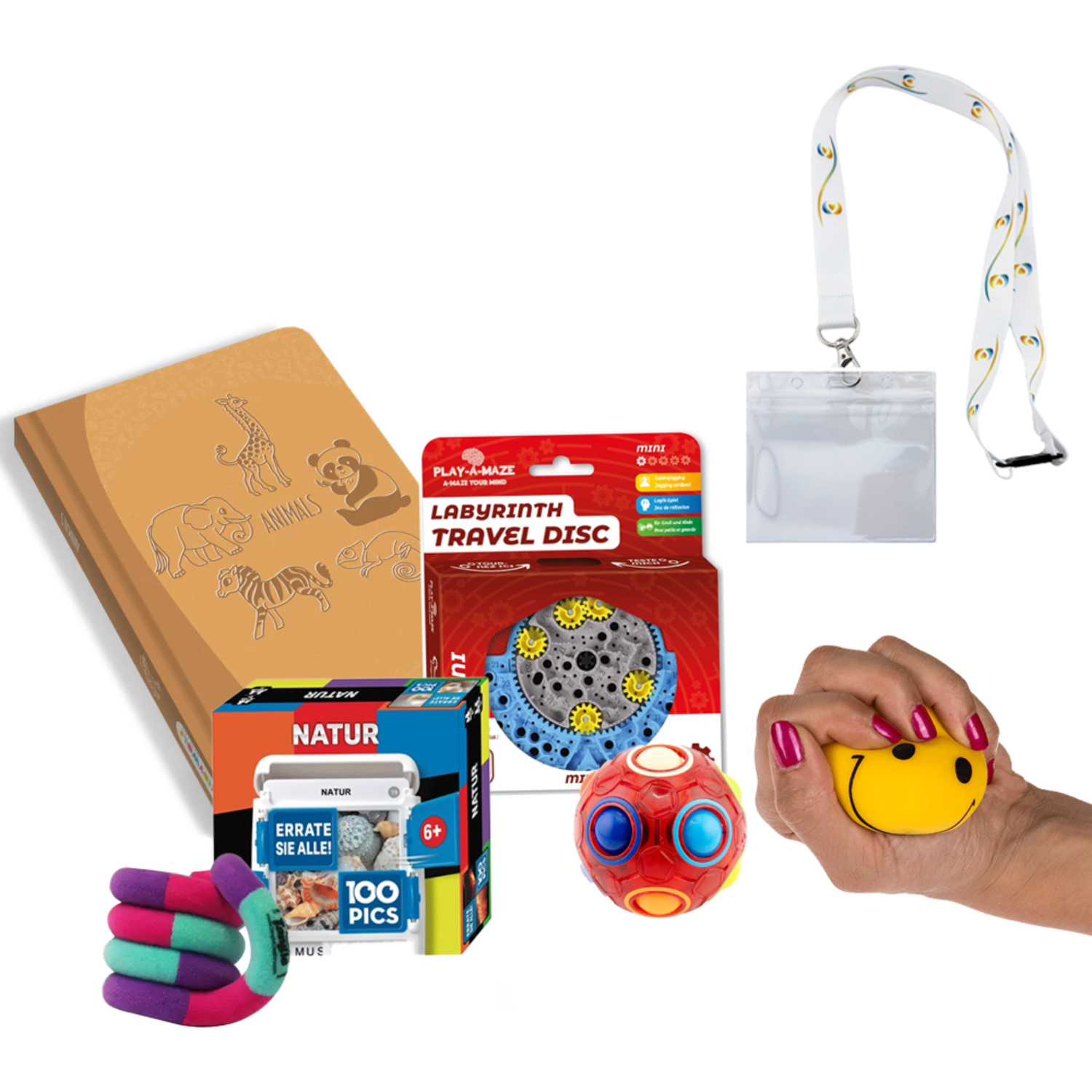 roter Ball und lila Tangle