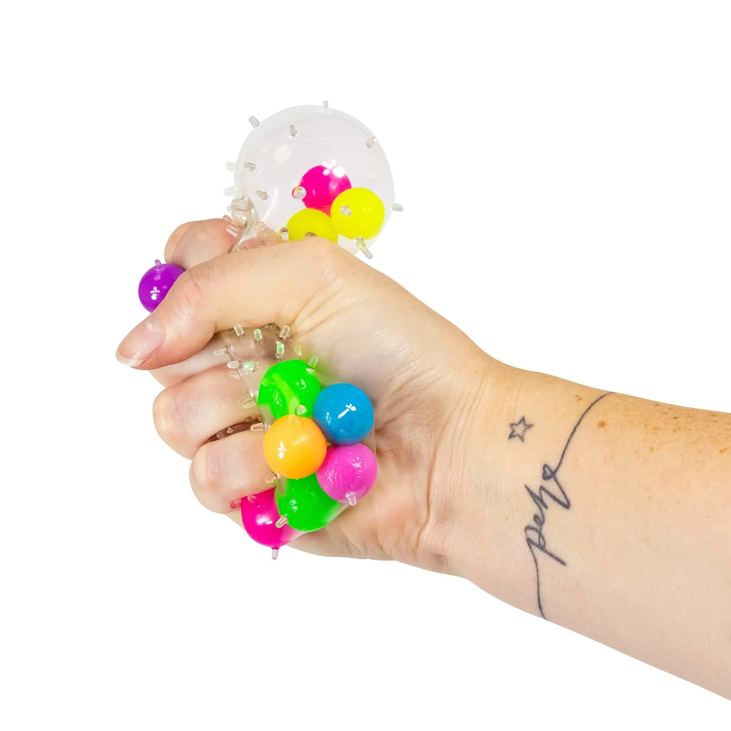 Hand drück Ball mit bunten Bällen