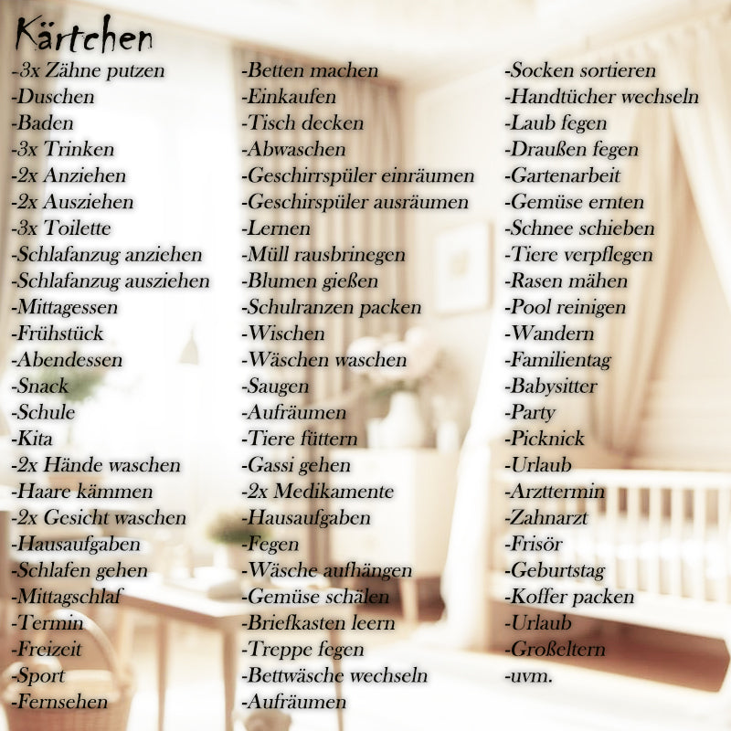 Tagesplan für Kinder - Übersicht Plättchen