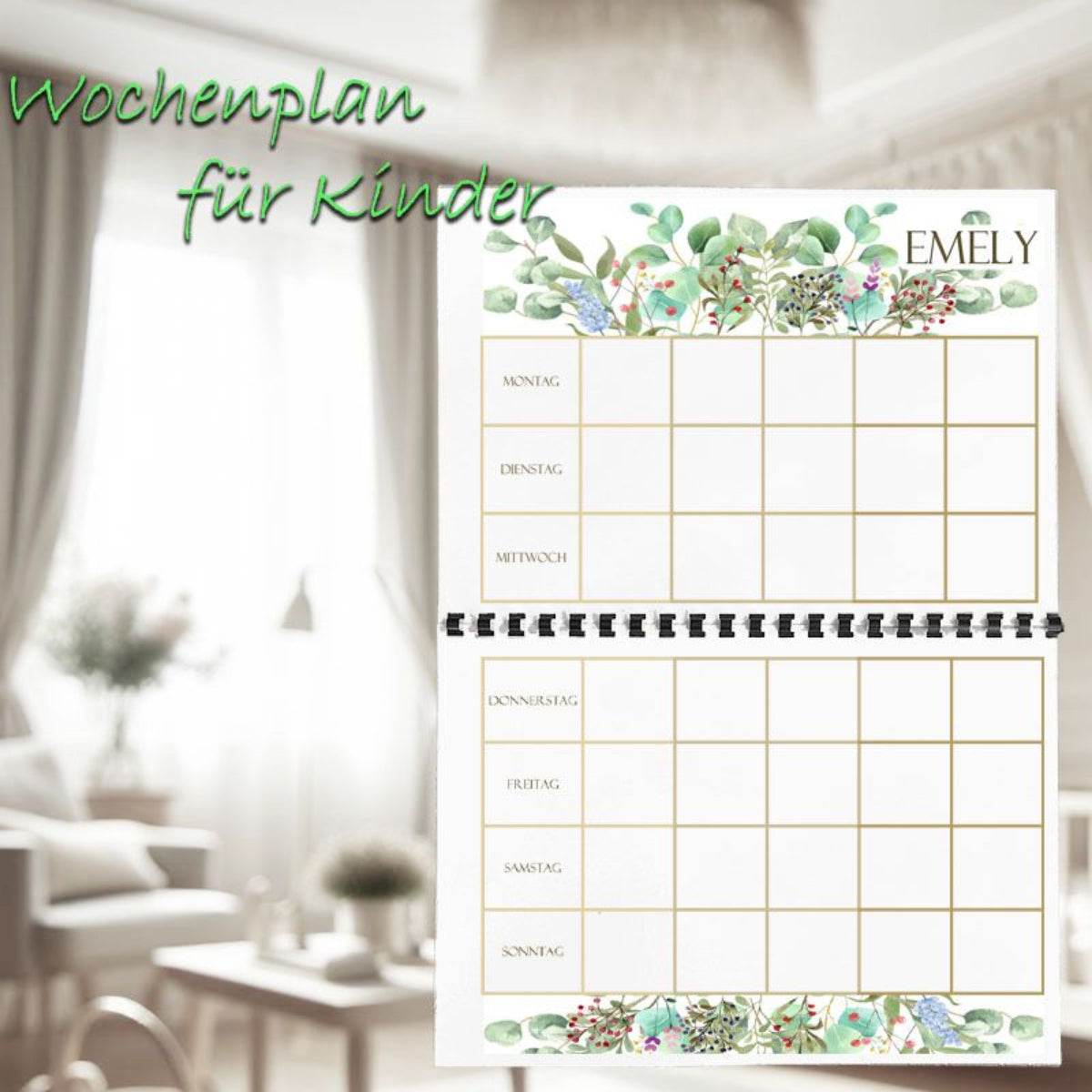 Wochenplan für Kinder - Blumen - 1 -