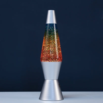 Glitzerlampe mit silbernen Sockel
