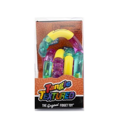 Tangle in Verpackung gelb-gruen-rosa